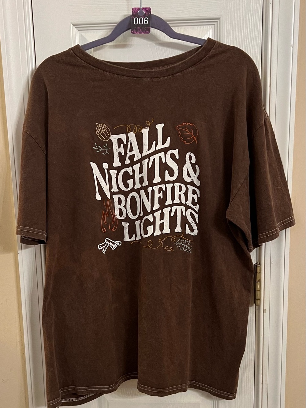Maurices Fall Nights and Bonfire Lights Brown Relaxed Fit Cotton Tee